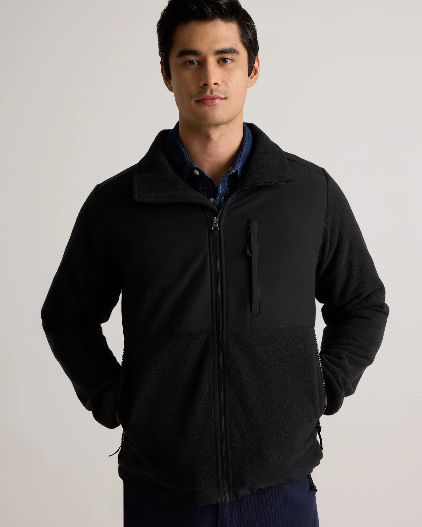 Polar Fleece Full-Zip Jacket - S / Gravel/Bold Black