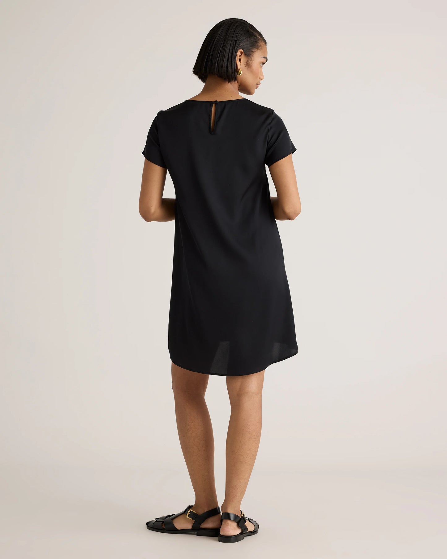 Washable Stretch Silk Tee Dress - XS / Black