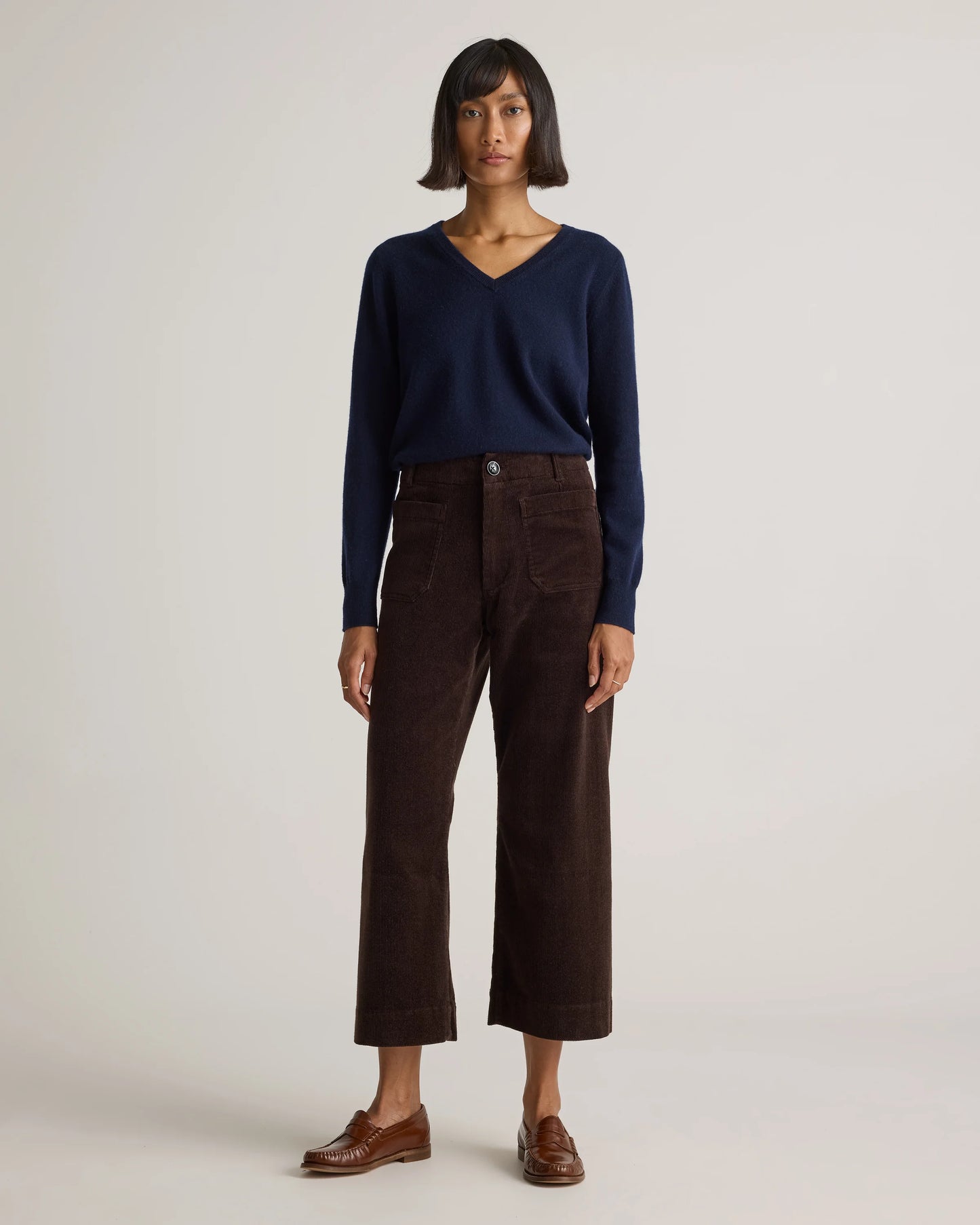 Organic Stretch Corduroy Cropped Wide Leg Pants - 0 / Black
