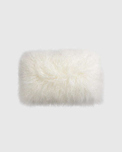 Luxe Mongolian Lamb Lumbar Pillow Cover - 12x20 / Ivory