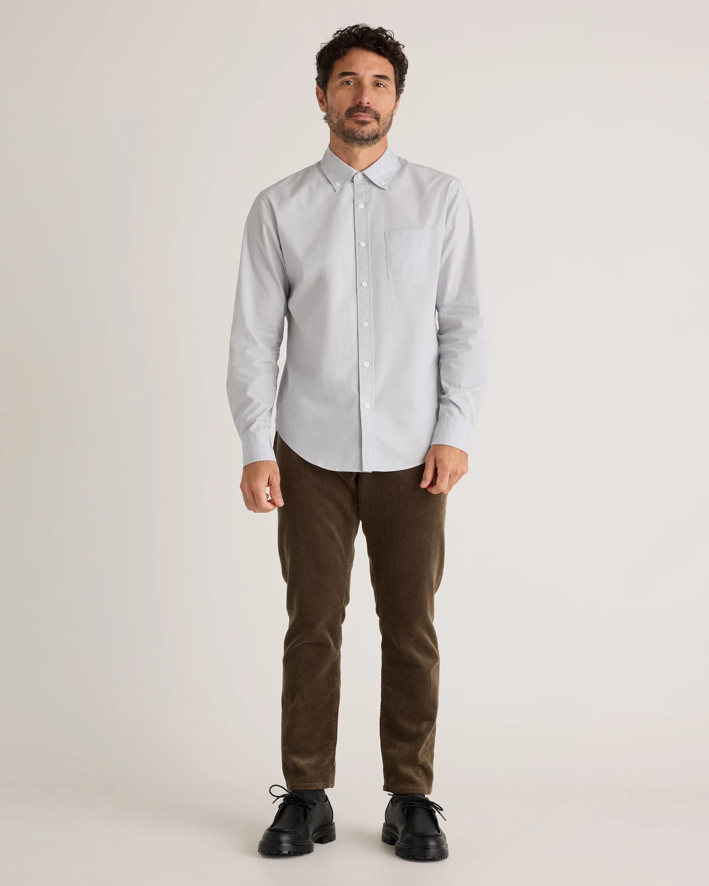Organic Cotton Stretch Poplin Shirt - S / Grey Gingham