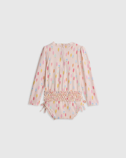 Long Sleeve Tie One-Piece Swimsuit - 2T / Soft Ditsy Floral