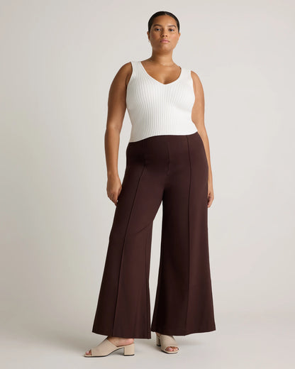 Ultra-Stretch Ponte Super Wide Leg Pants - XS / Black