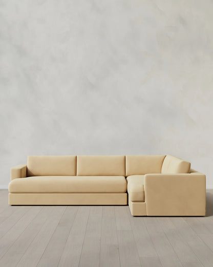Sierra Curved Arm L Sectional in Performance Velvet - Right Arm / Sable