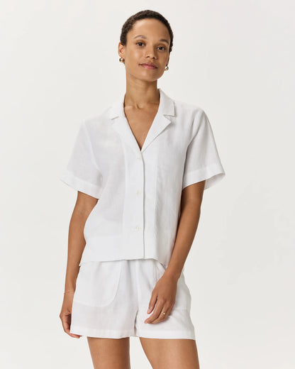 100% European Linen Short Sleeve Shirt - XS / Moonstone Blue