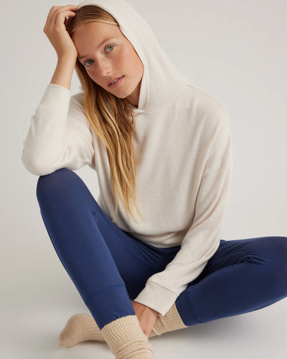Brushed Lounge Cropped Pullover Hoodie - XS / Heather Oatmeal