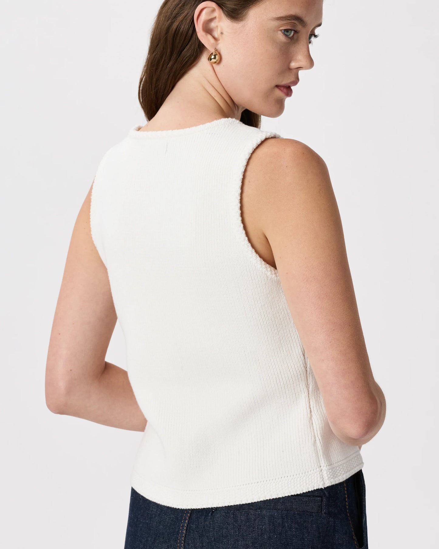 100% Organic Cotton V-Neck Sweater Vest - XS / Ivory