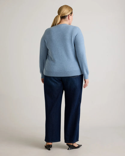 Mongolian Cashmere Crewneck Sweater - 1X / Pale Custard Yellow