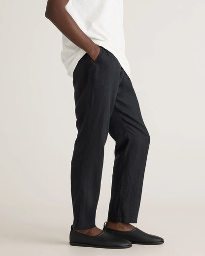 100% European Linen Drawstring Beach Pants - XS / Taupe Brown Chambray