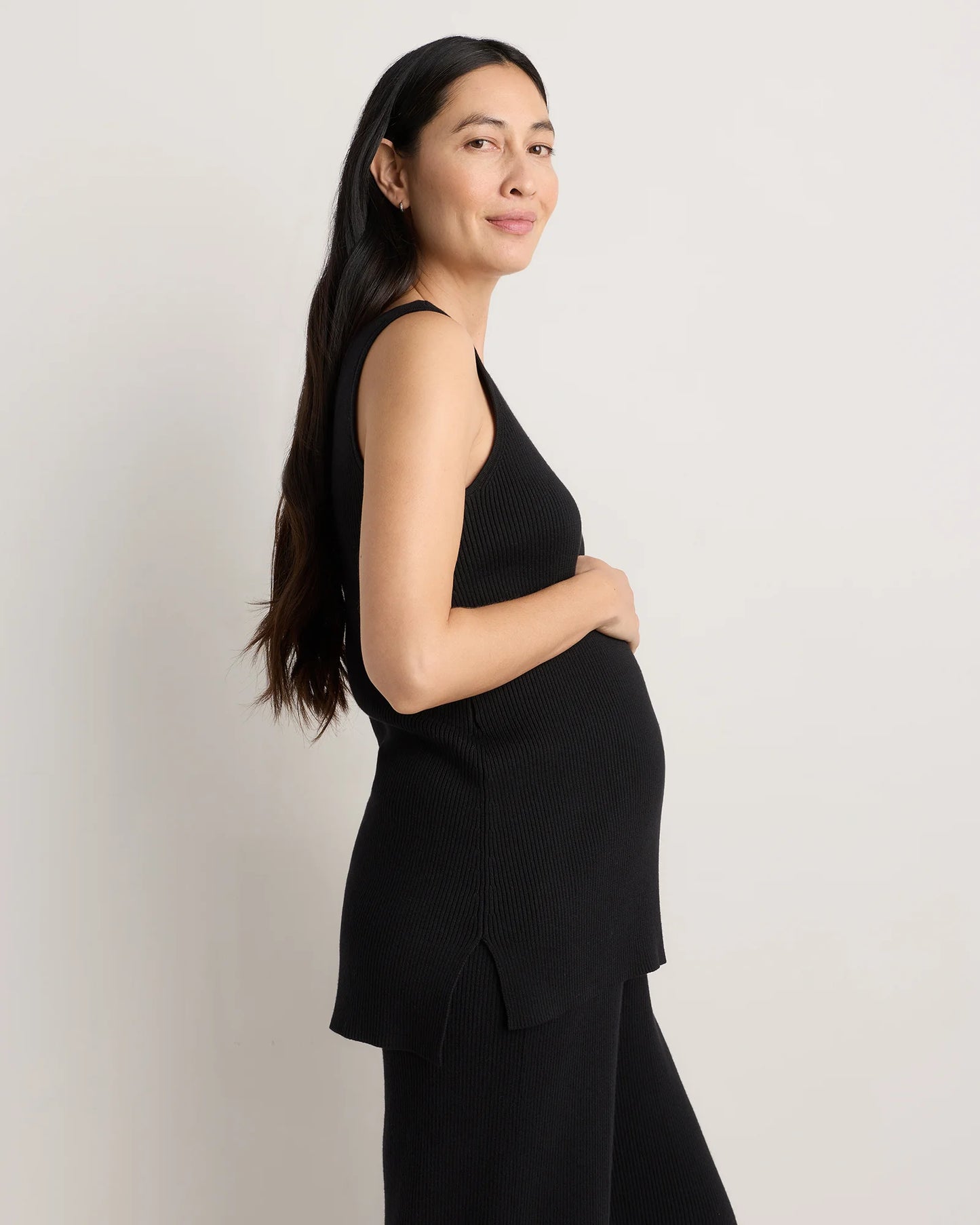 Cotton Cashmere Maternity and Nursing V-Neck Tank - XS / Mocha Heather
