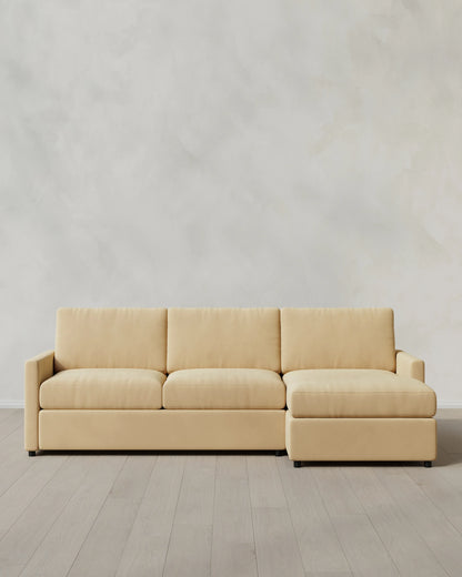 Brennan Chaise Sectional in Performance Velvet - Right Arm / Pine