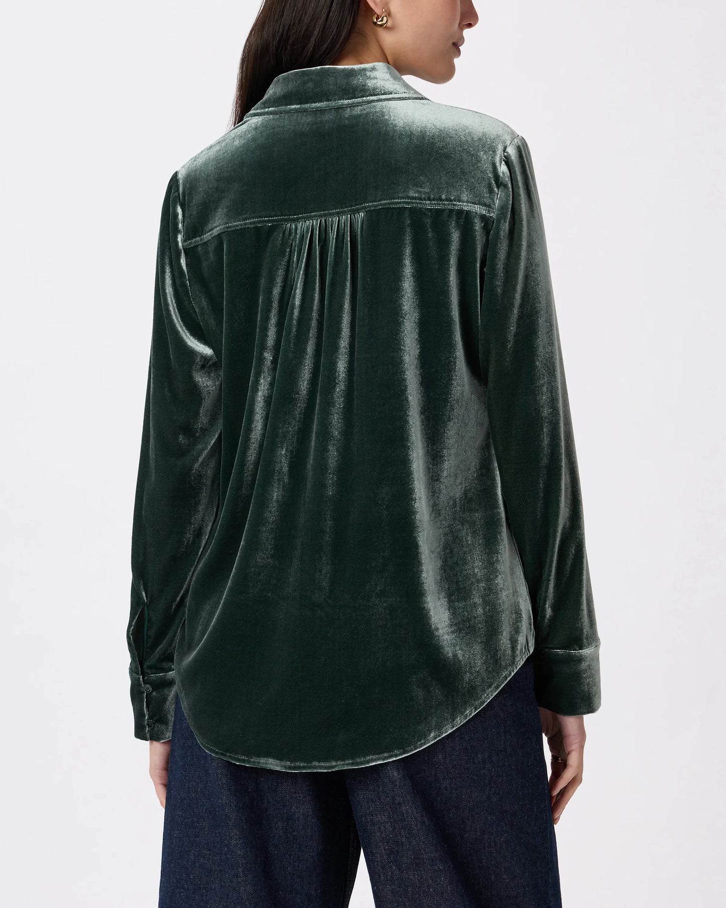 Stretch Silk Velvet Long Sleeve Shirt - XS / Dogwood