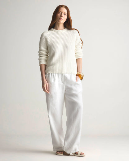 100% Organic Cotton Fisherman Crew Sweater - XS / Sapphire Blue