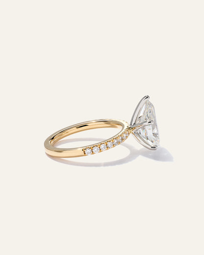 Lab Grown Diamond Pear Petite Pave Engagement Ring - 3ct - 4 / Yellow Gold