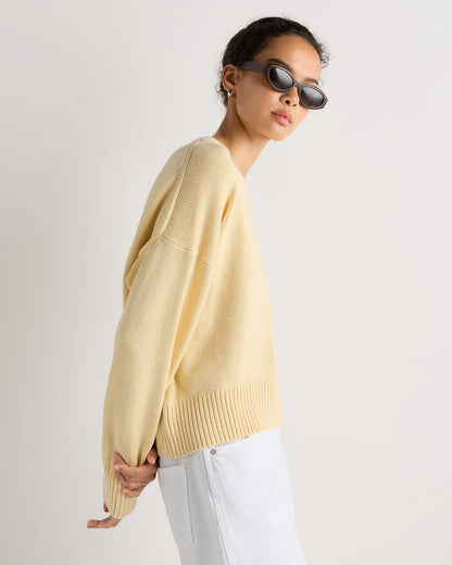 100% Organic Cotton Boyfriend Crew Sweater - XS / Buerre Yellow
