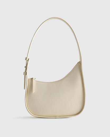 Italian Leather Asymmetrical Mini Shoulder Bag - One Size / Shell Pink