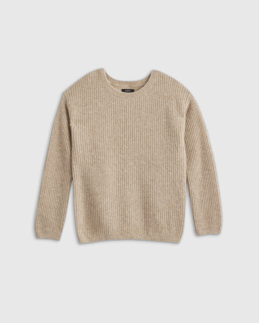 Washable Cashmere Fisherman Tunic Sweater - 6 / Oatmeal