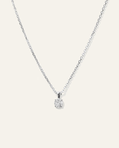 14k Gold Natural Diamond Solitaire Necklace - One Size / Yellow Gold