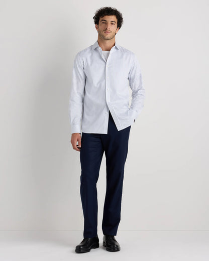 Organic Cotton Stretch Twill Dress Shirt - S / Grey Stripe