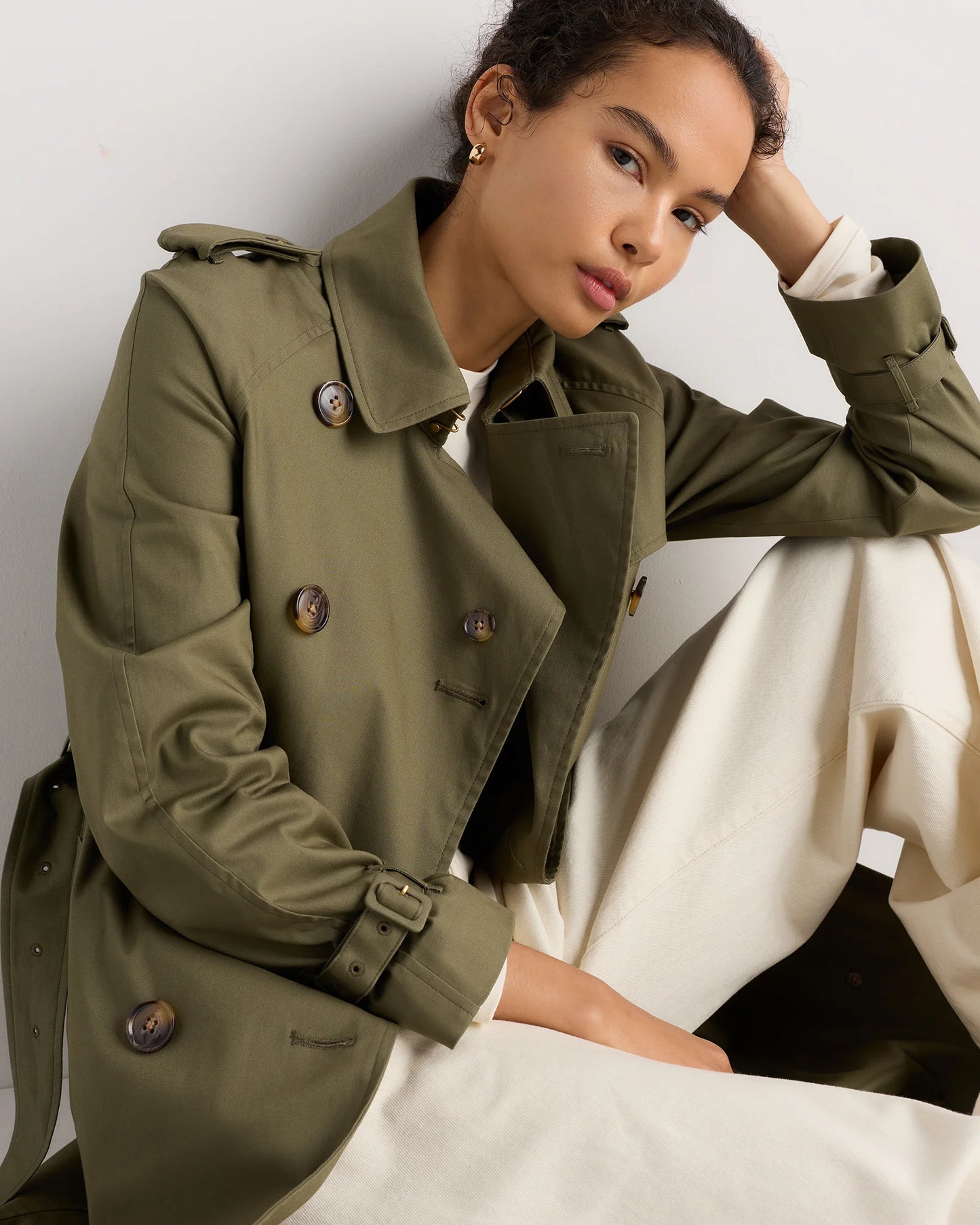 Comfort Stretch Long Trench Coat - XS / Dark Khaki