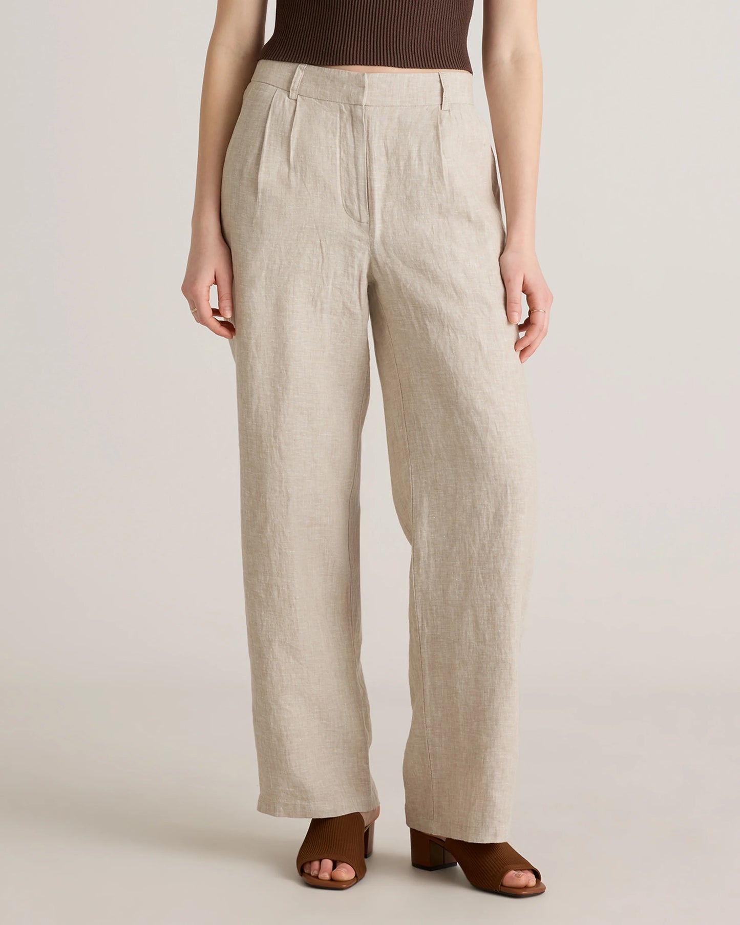 100% European Linen Pleated Trouser - 6 / Deep Navy