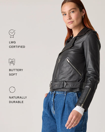 100% Leather Motorcycle Jacket - XS / Cognac