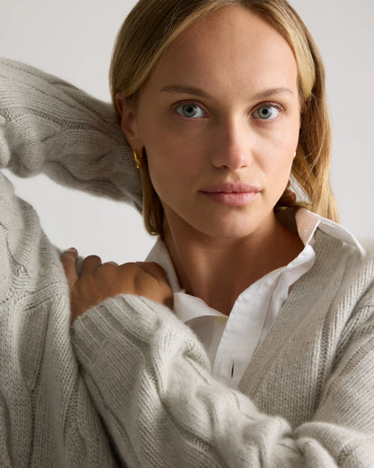 Luxe Baby Cashmere Cable Cardigan - XS / Pearled Ivory