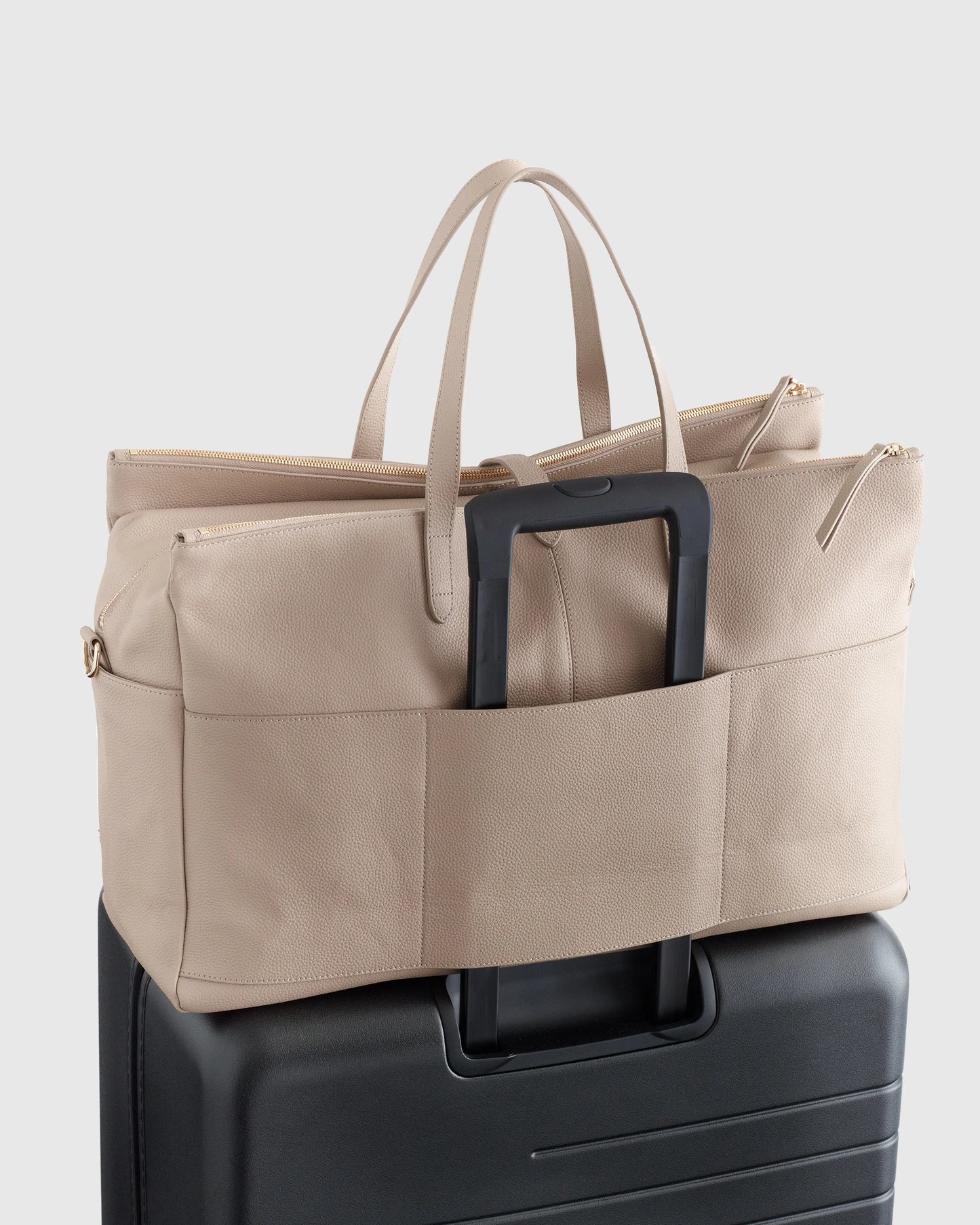 Italian Leather Triple Compartment Weekender - One Size / Black