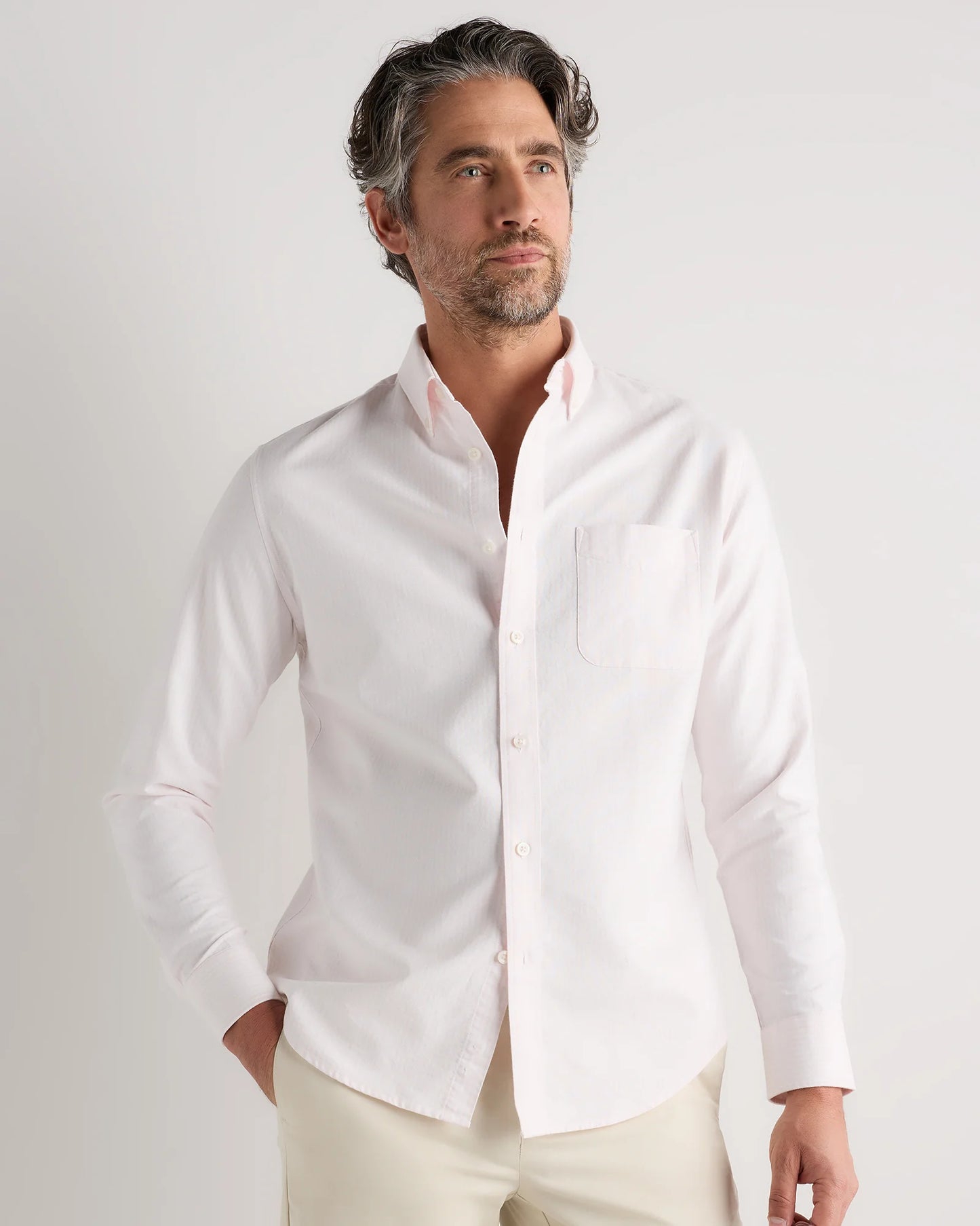 100% Organic Cotton Oxford Shirt - XS / Light Pink Stripe