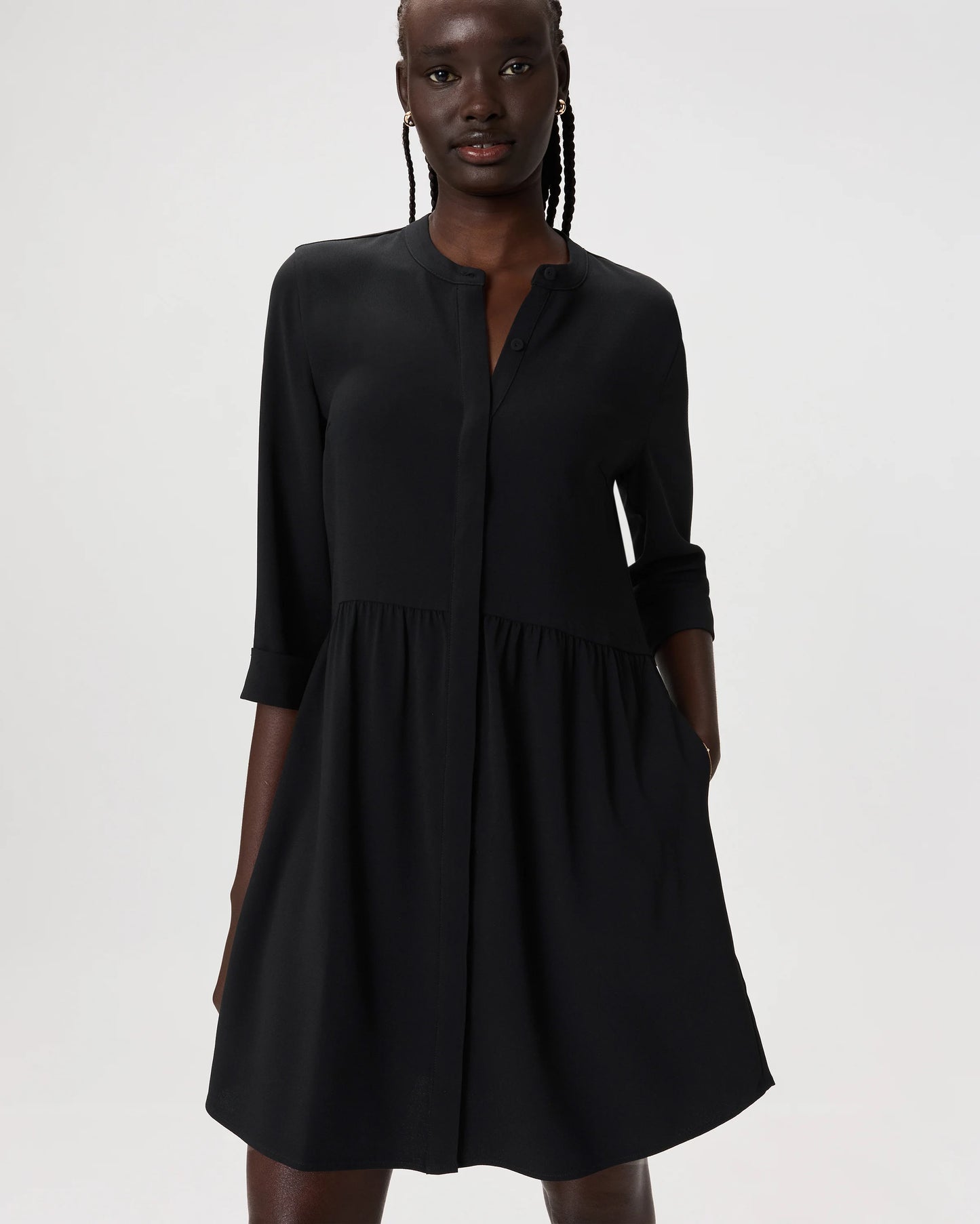 Fluid Crepe Shirt Dress - XS / Wine Tasting Red