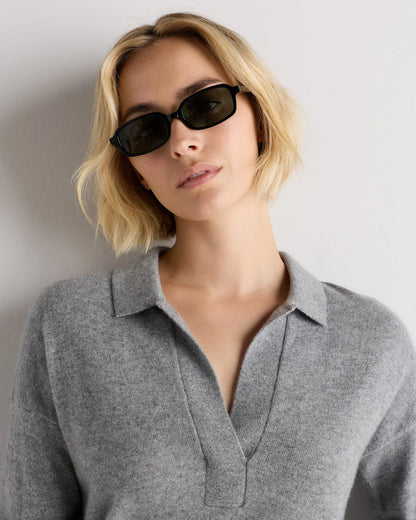Mykonos Polarized Acetate Sunglasses - One Size / Black with Green lens