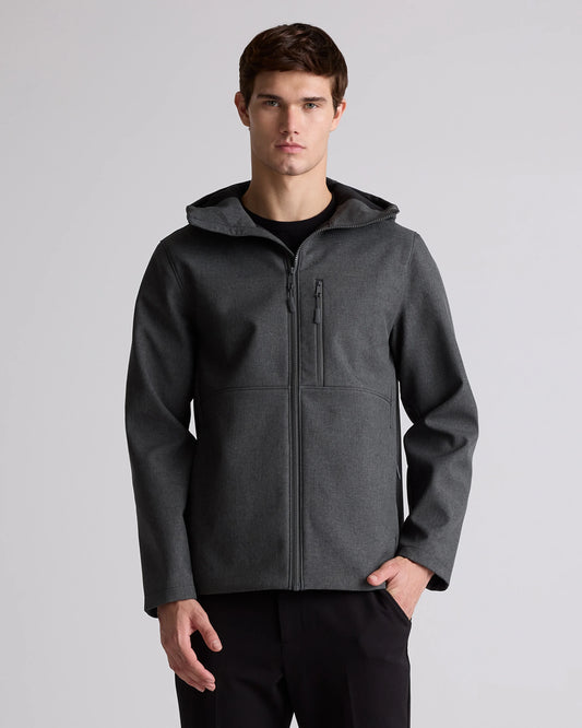 Softshell Fleece-Lined Full-Zip Hooded Jacket - XS / Heather Shady Charcoal