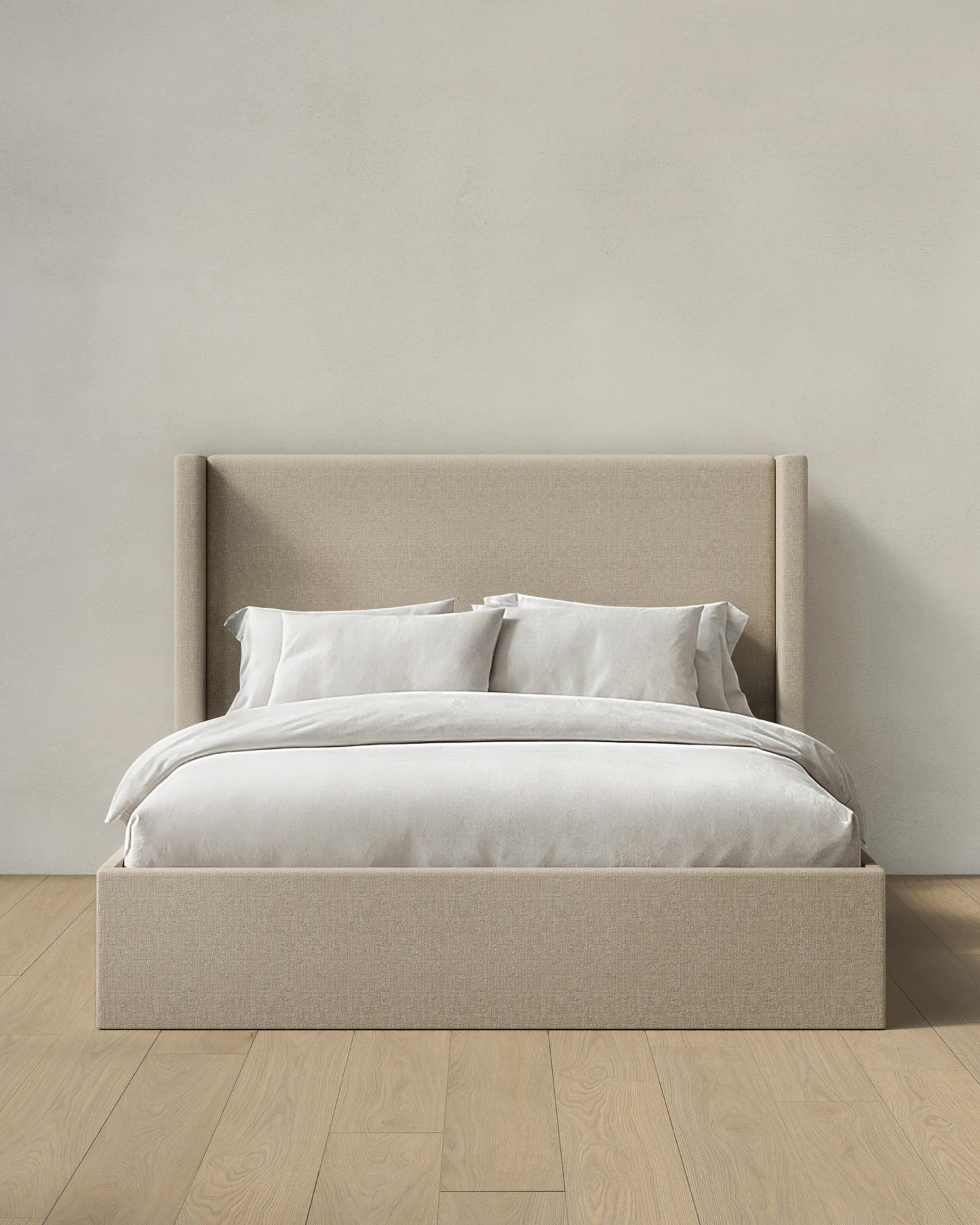 100% Linen Wingback Bed - Full / Canvas