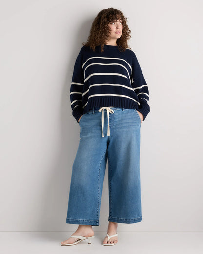 Mia Wide Leg Crop Jeans - 1X / Deep Sea Blue