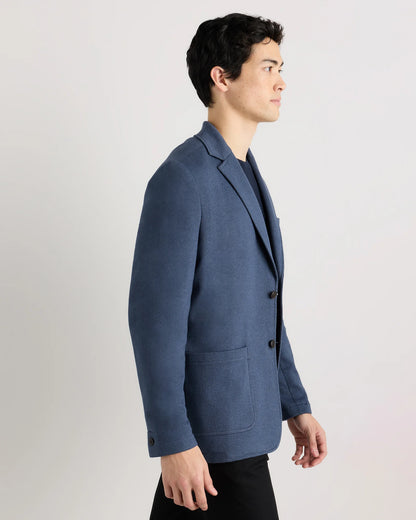 Organic Cotton Terry Knit Blazer - S / Heather Navy
