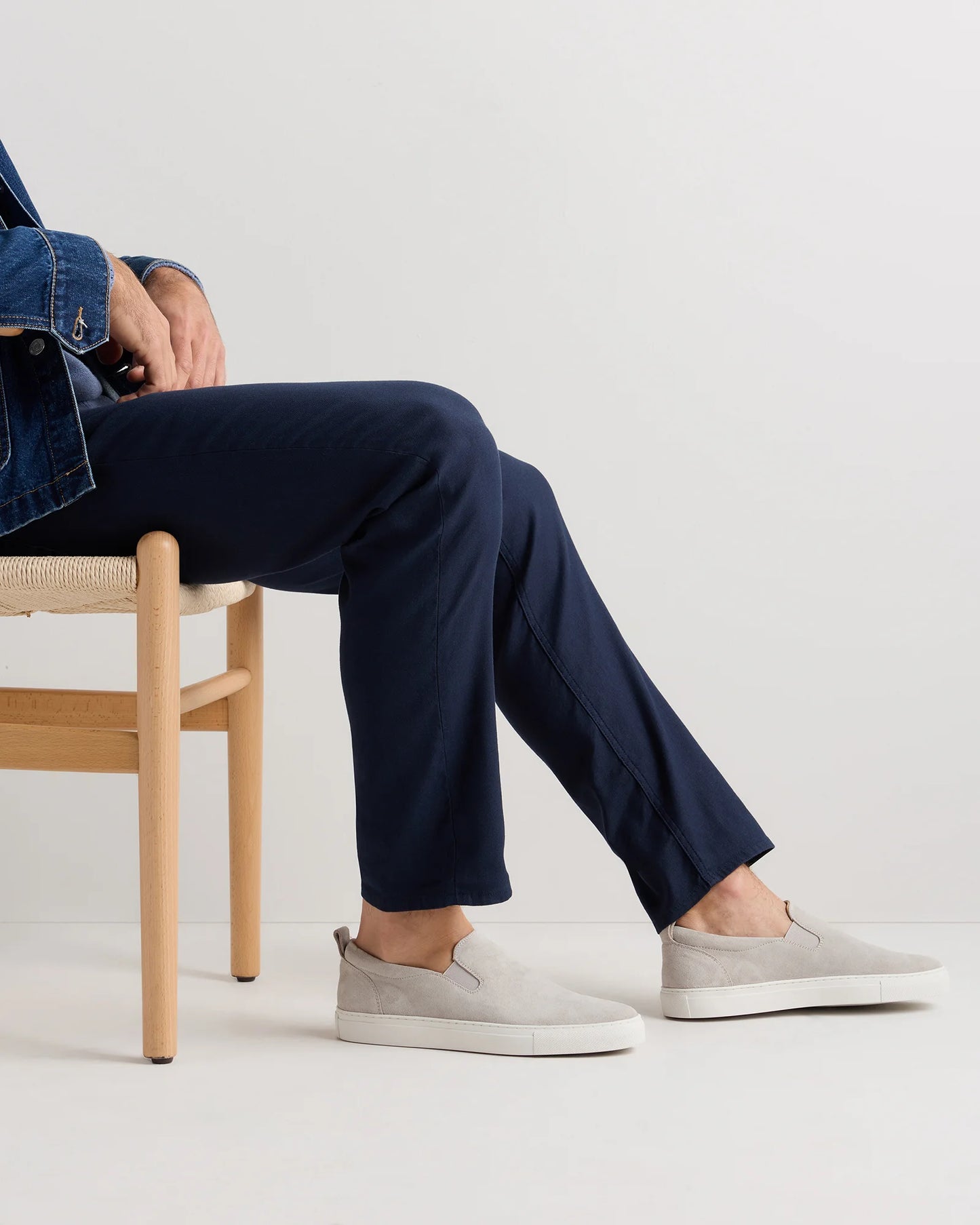Italian Calfskin Suede Slip-On Sneaker - 7 / Bone