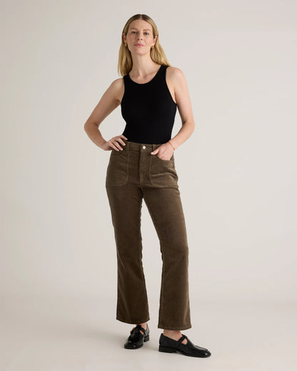 Organic Stretch Corduroy Flare Pants - 0 / Black
