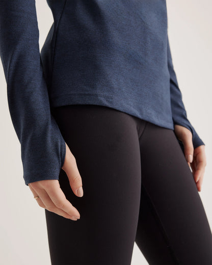 Ultra-Soft Fitted Long Sleeve Top - XS / Heather Navy