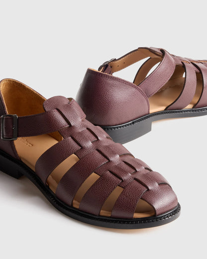 Calfskin Leather Fisherman Sandal - 7 / Black