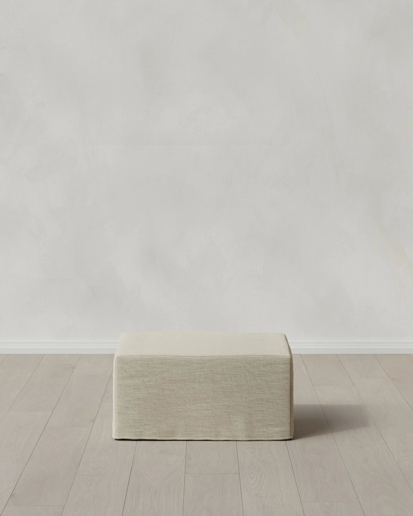 Ellery Slipcover Ottoman in Performance Linen - One Size / Sand