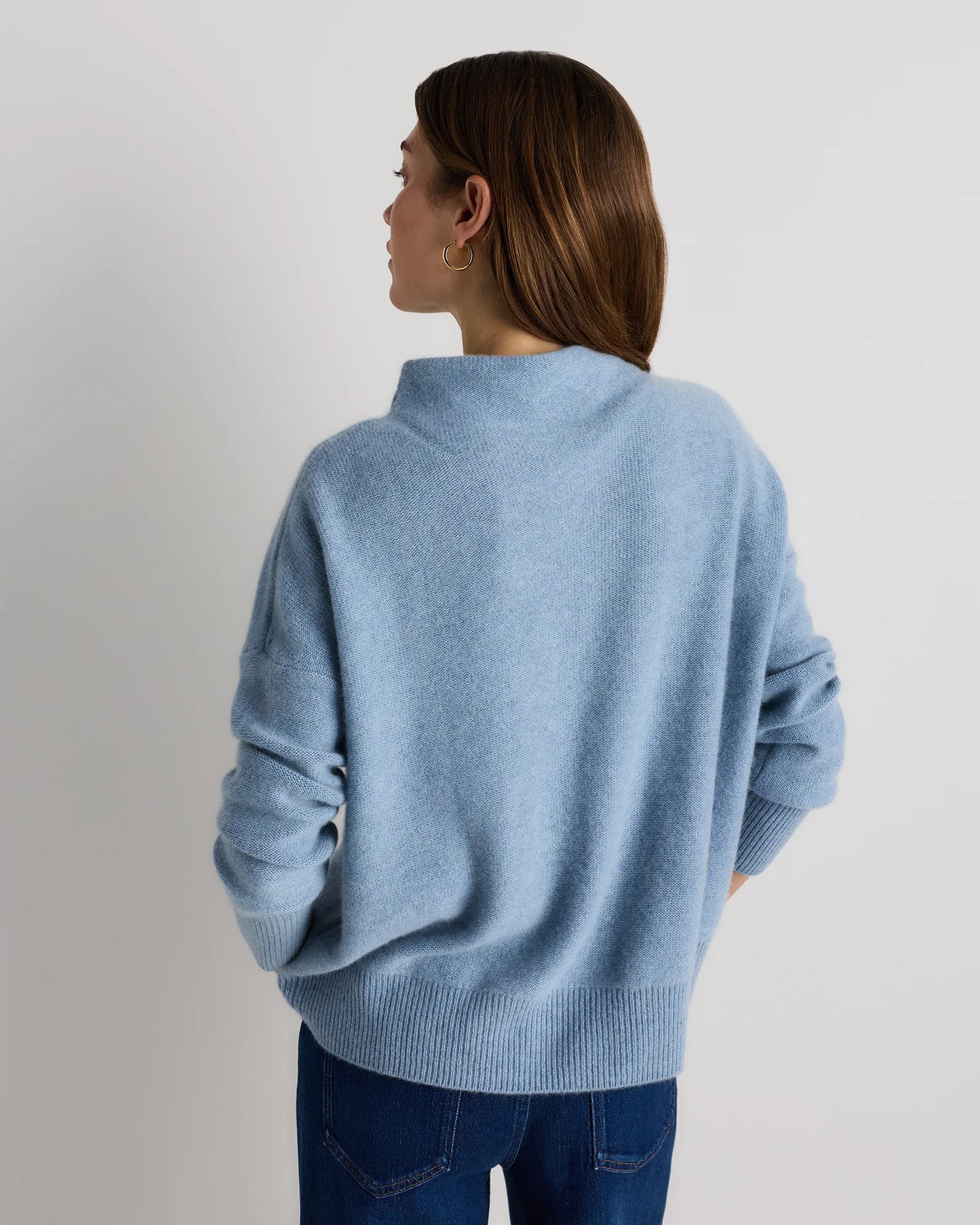 Mongolian Cashmere Funnel Neck Sweater - XS / Heather Grey