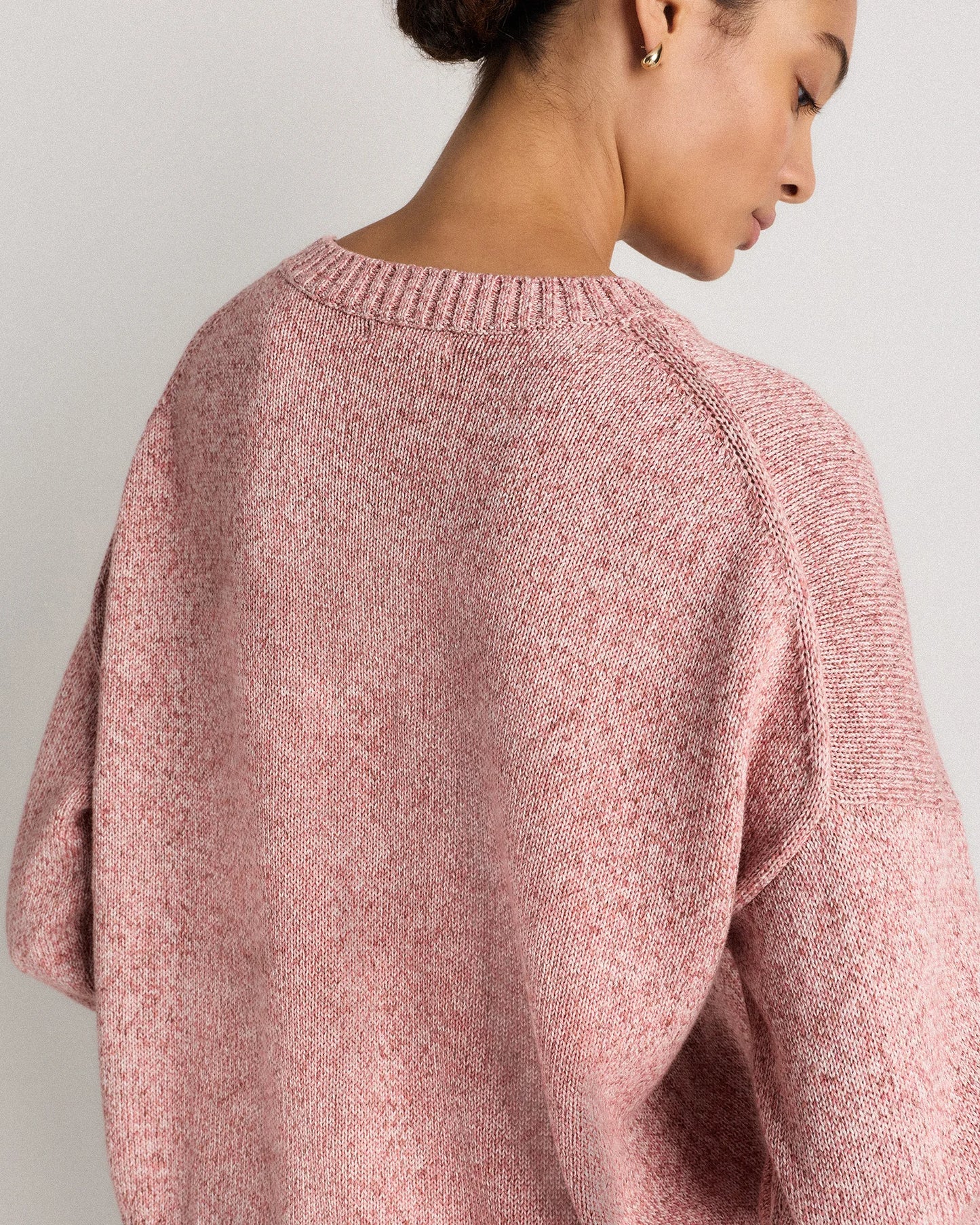 100% Organic Cotton Boyfriend Crew Sweater - XS / Speckled Beige