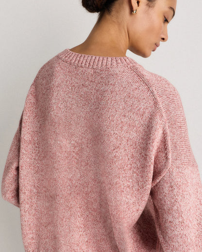 100% Organic Cotton Boyfriend Crew Sweater - XS / Speckled Beige
