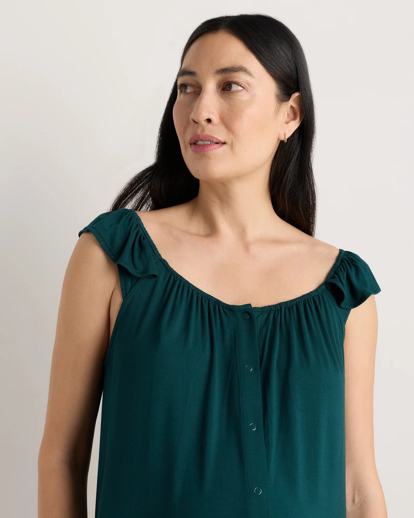 Bamboo Jersey Flutter Sleeve Labor and Delivery Gown - XS / Nocturnal Green