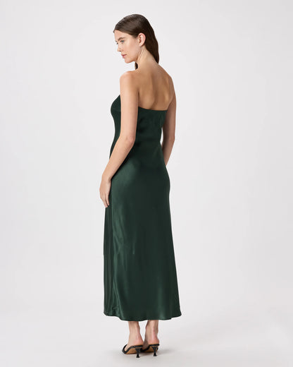 100% Washable Silk Strapless Midi Dress - XS / Hot Fudge