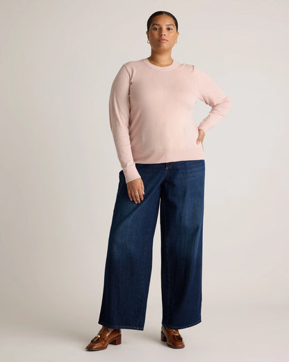 Lightweight Cotton Cashmere Crew Sweater - XS / Mountain Spring Blue