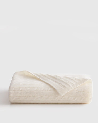 Mongolian Cashmere Cable Knit Baby Blanket - One Size / Teak