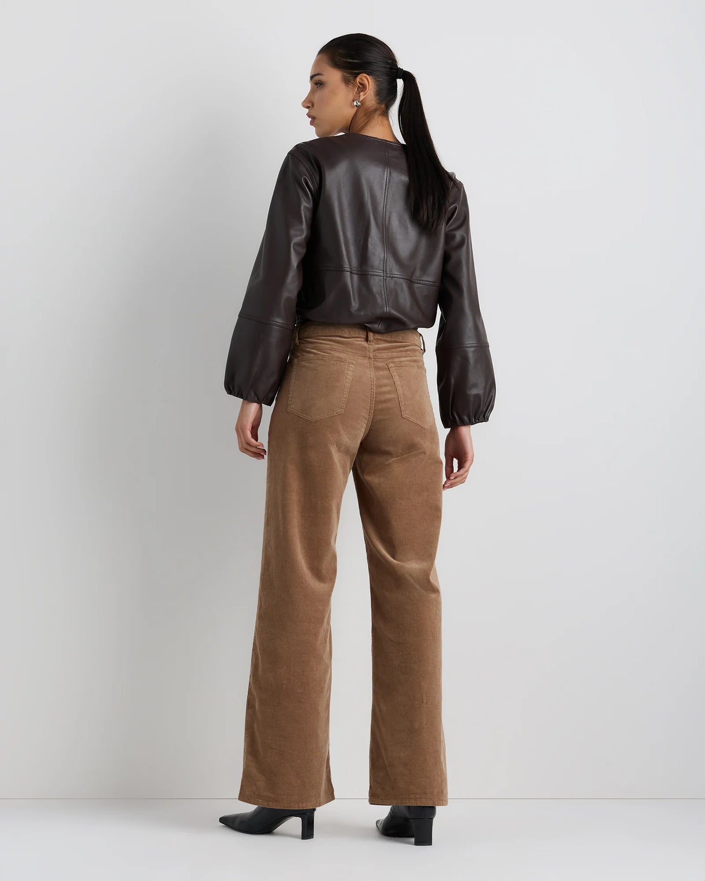 Organic Stretch Corduroy Wide Leg Pants - 0 / Black