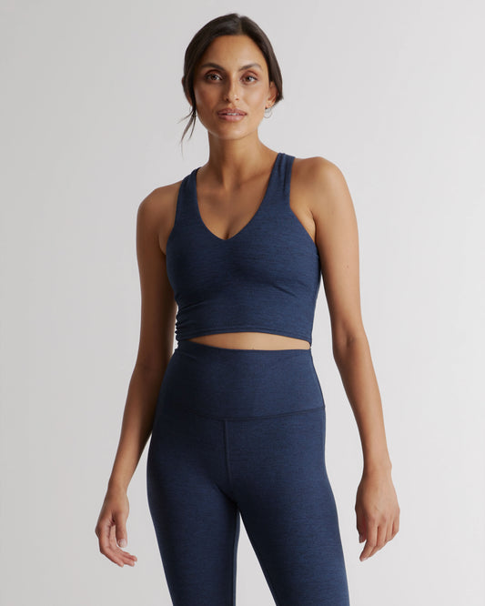 Ultra-Soft V-Neck Cropped Tank - XS / Heather Navy