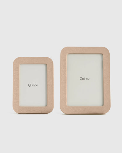 Shagreen Leather Picture Frames - (Set of 2) - Set: 4x6, 5x7 / Cream